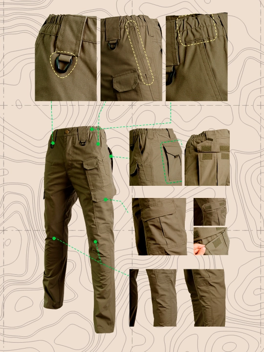 A-TAC FP21039 taktik shim, Ripstop Twill, teflon, erkaklar, cargo