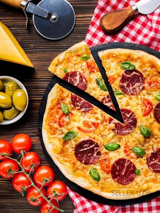 2 tasi 1 da pitsa va xamir uchun oshxona pichog'i, zanglamaydiga po'latdan, ikki tomonlama