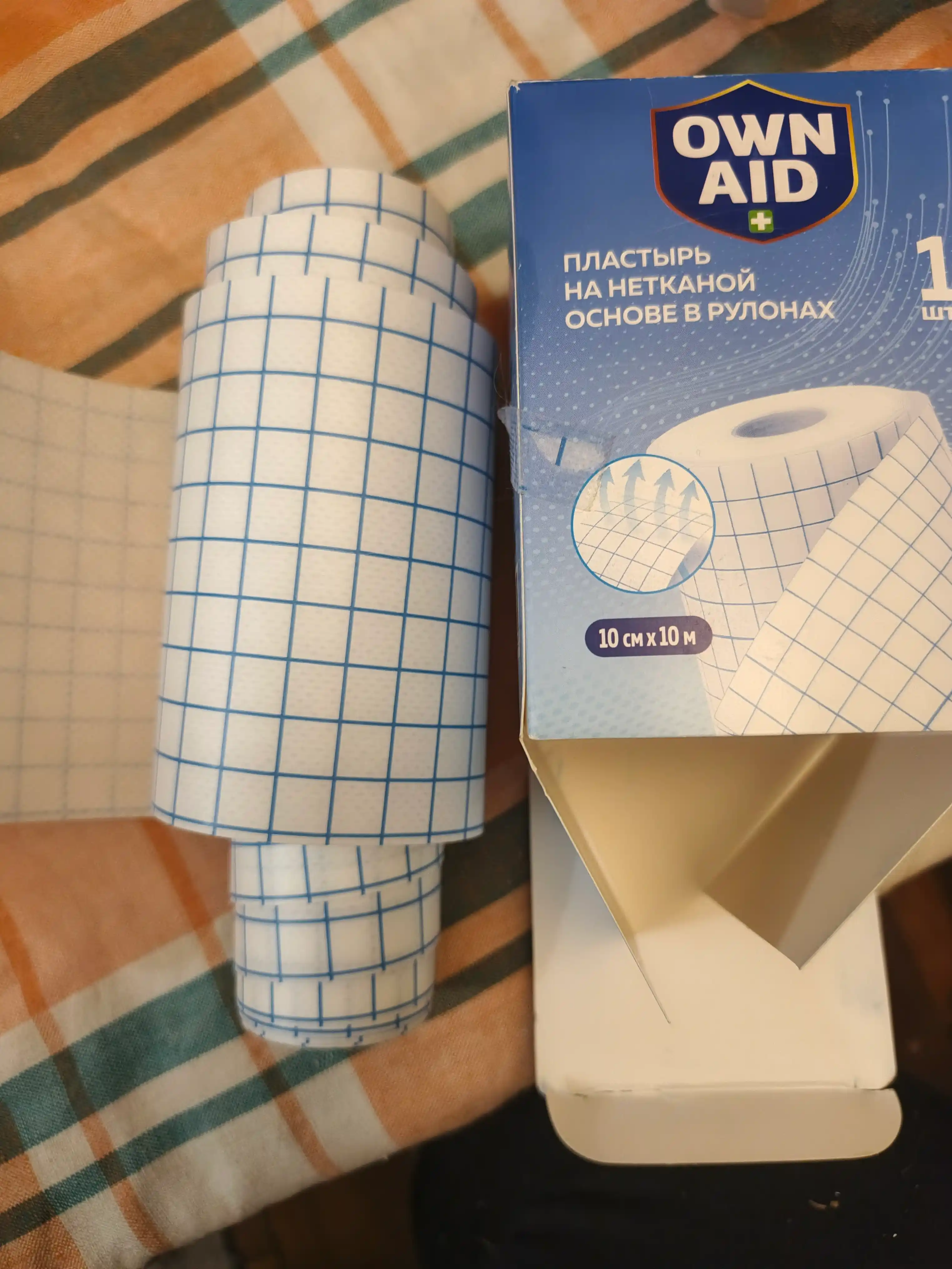 Повязка пластырь рулонный фиксирующий, 10 см х 10 м, OWN AID