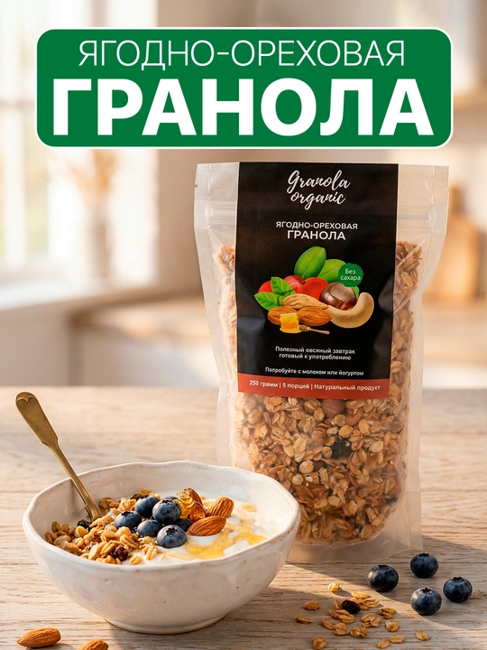 Ягодно-ореховая Гранола, 250 г - 