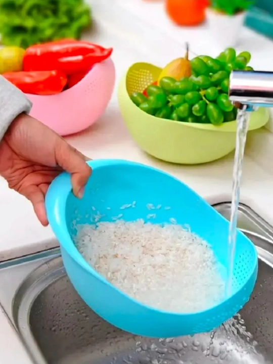 Qulay plastik durslag don va sabzavotlarni tez yuvish uchun juda mos idish - 