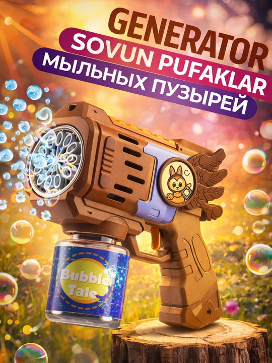 Генератор мыльных пузырей детский, на батарейках, BUBBLE GUN
