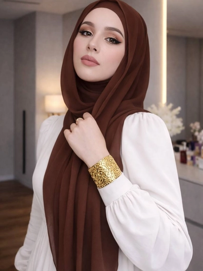 Набор из двух шифоновых хиджабов "Калифорния", 2в 1 Shifon sharf. Razmer 180*75 — HIJABST-SIFONSHARF-ШОКОЛ