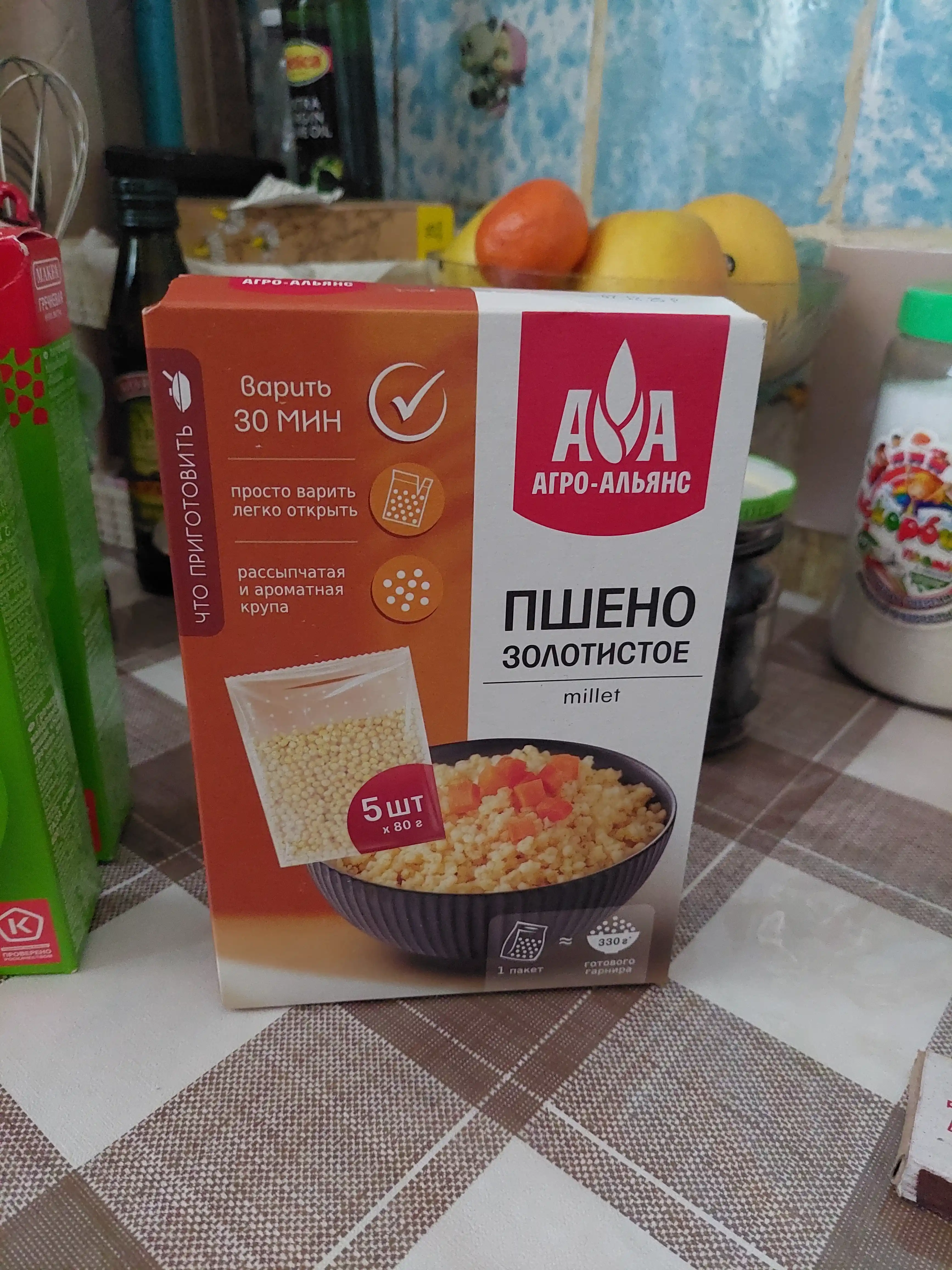 Пшено золотистое Агро-Альянс экстра, в пакетиках для варки, 400 г