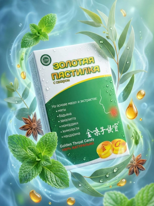"GOLDEN THROAT LOZENGE" shakarli oltin pastilka