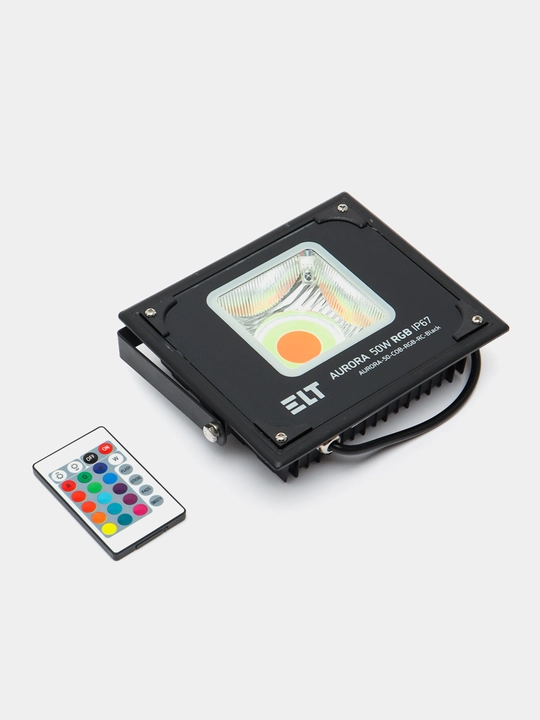 LED RGB projektor AURORA-50W masofadan boshqarish pulti bilan, qora ELT