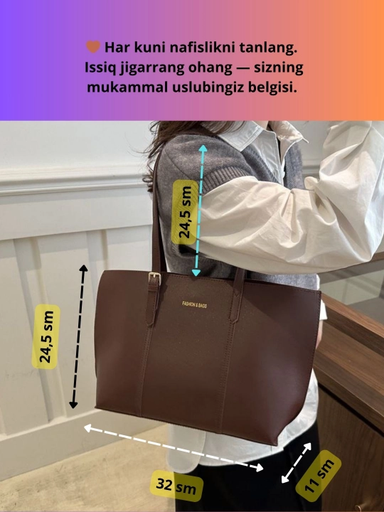 Ayollar eko charm sumkalari to‘plami, 2 ta buyum (katta va kichik)