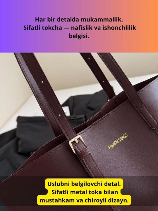 Ayollar eko charm sumkalari to‘plami, 2 ta buyum (katta va kichik)