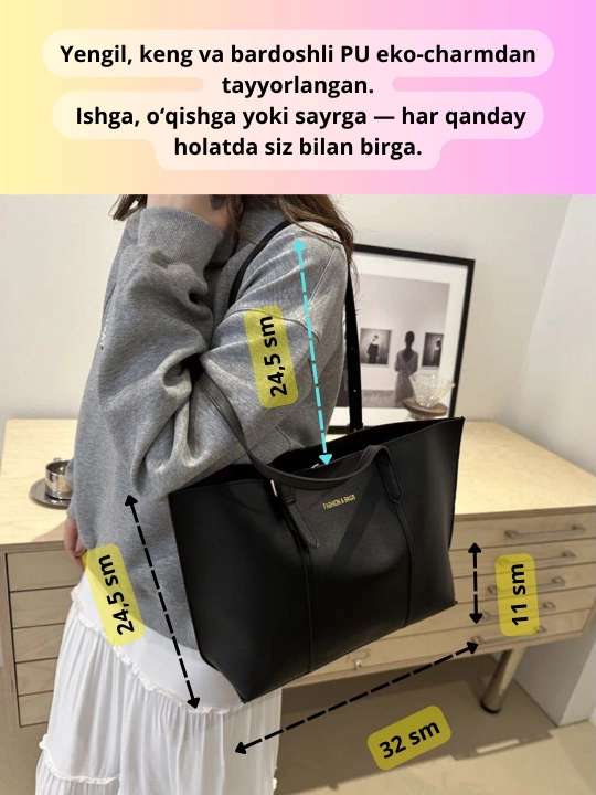 Ayollar eko charm sumkalari to‘plami, 2 ta buyum (katta va kichik)