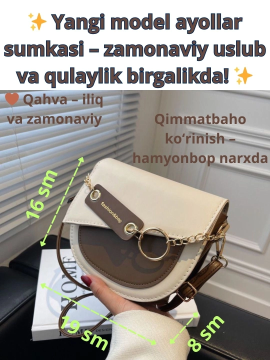 Eko charmdan ayollar yaltiroq sumkasi - kundalik model, 19 × 16 × 8 sm