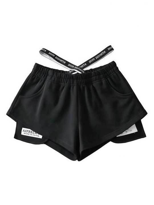 Ayollar uchun sport shortiklari, raqs va fitness uchun, S–L, kulrang va qora