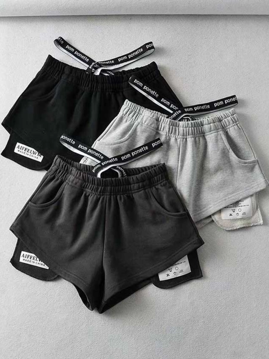 Ayollar uchun sport shortiklari, raqs va fitness uchun, S–L, kulrang va qora