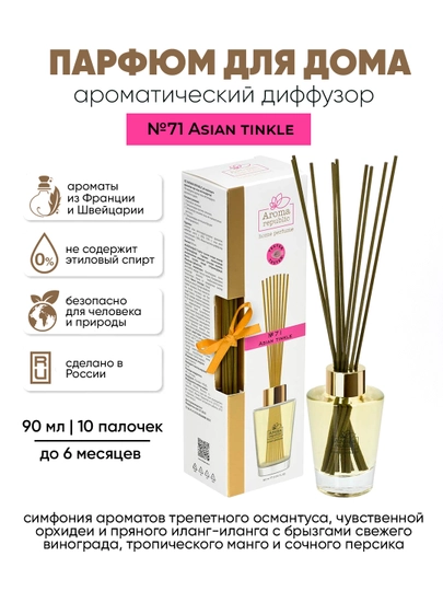 Ароматизатор для дома и офиса, диффузор, освежитель воздуха с палочками, парфюм, 90 мл