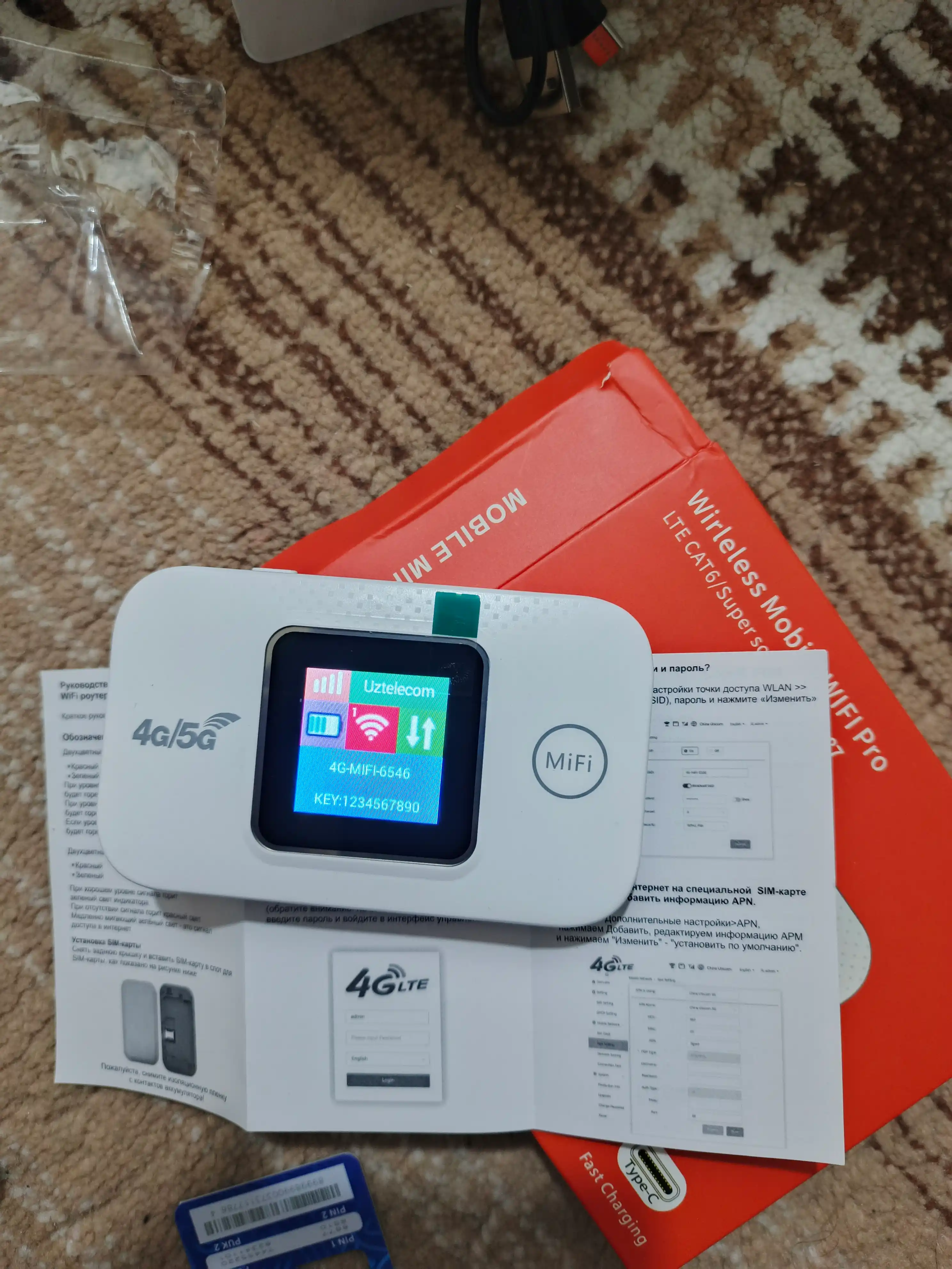 Portativ WiFi 4G LTE,SIM kartali modem,mobil internet,10 qurilma uchun,cho'ntak router