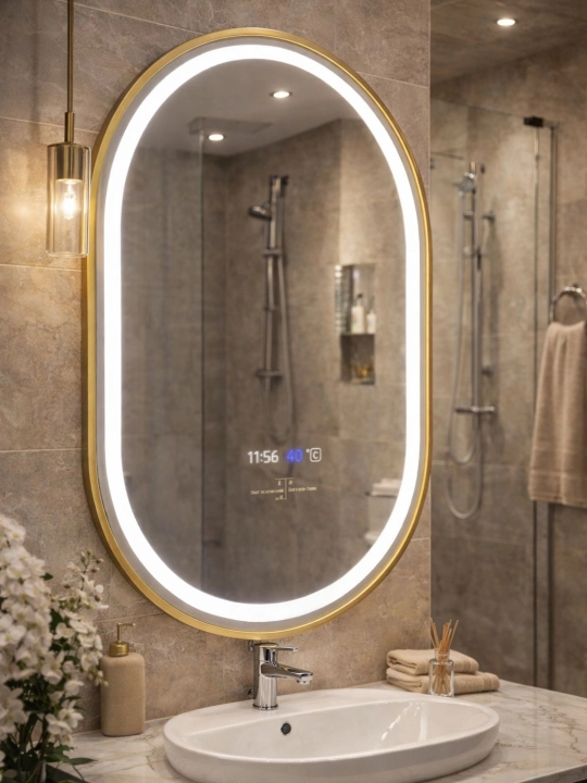 LED зеркало 80×60 см с обогревом, временем и температурой - 