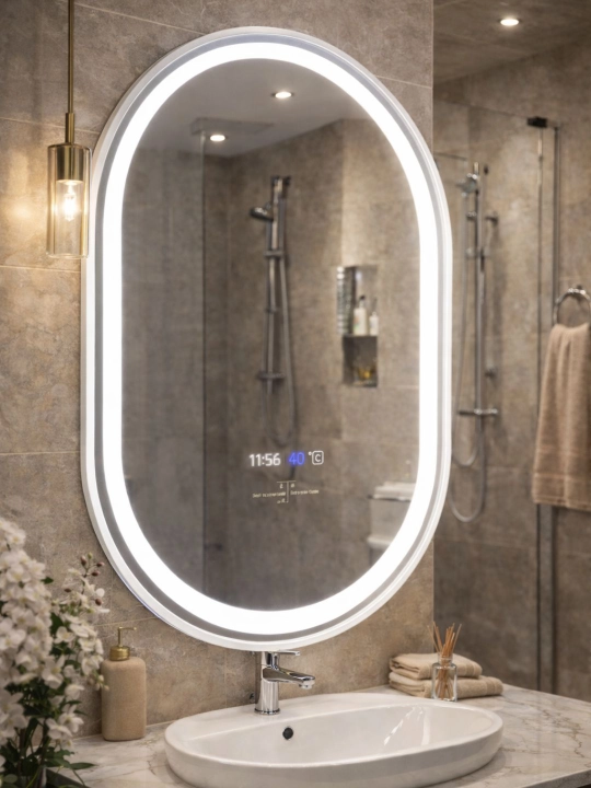 LED зеркало 80×60 см с обогревом, временем и температурой - 