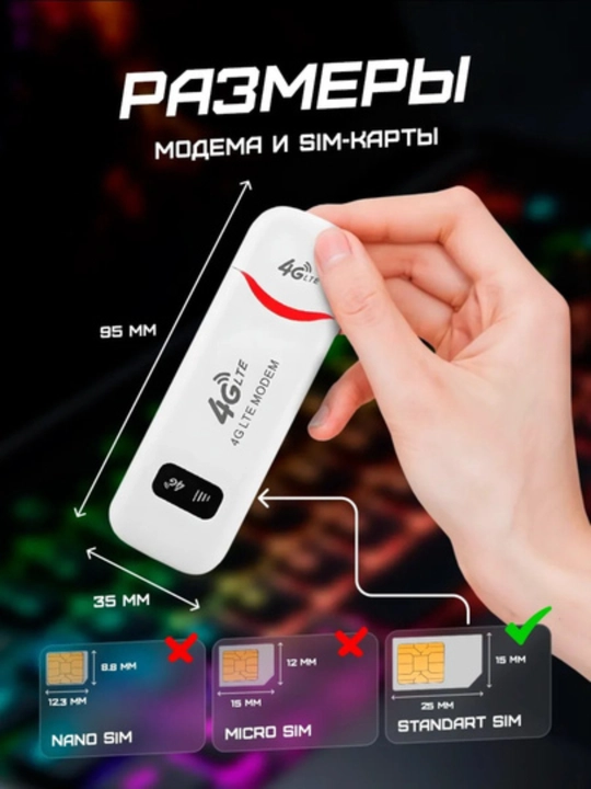 4G USB-модем с Wi-Fi точкой доступа, работает с SIM-картой
