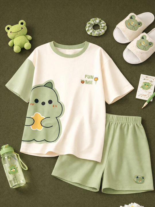 Ayollar va qizlar uchun pijama, uy uchun futbolka va shortilar, 2 ta 1 da, kichik o‘lchamda