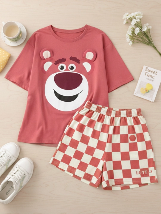 Ayollar va qizlar uchun pijama, uy uchun futbolka va shortilar, 2 ta 1 da, kichik o‘lchamda