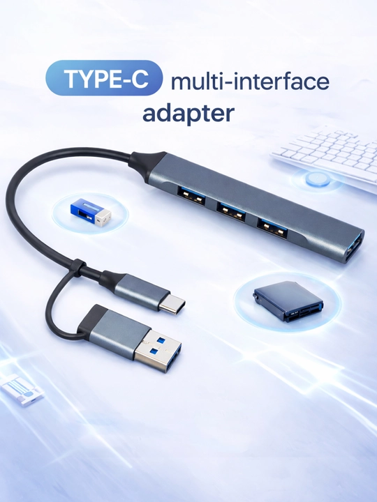 USB HUB 3.0 Type A+C 4 portli, USB hub adapteri - 