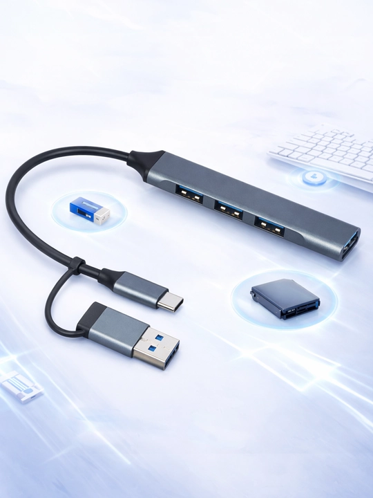 USB HUB 3.0 Type A+C 4 portli, USB hub adapteri