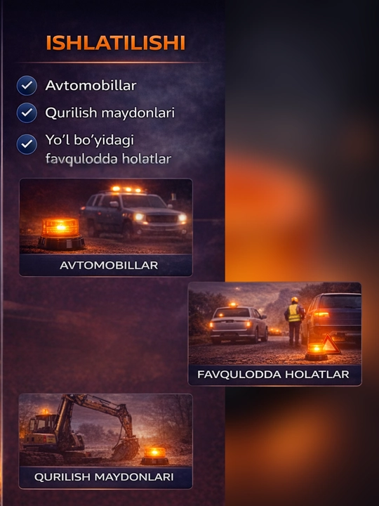 Сигнальный маяк LED магнитный Amber 12V-24V 360°