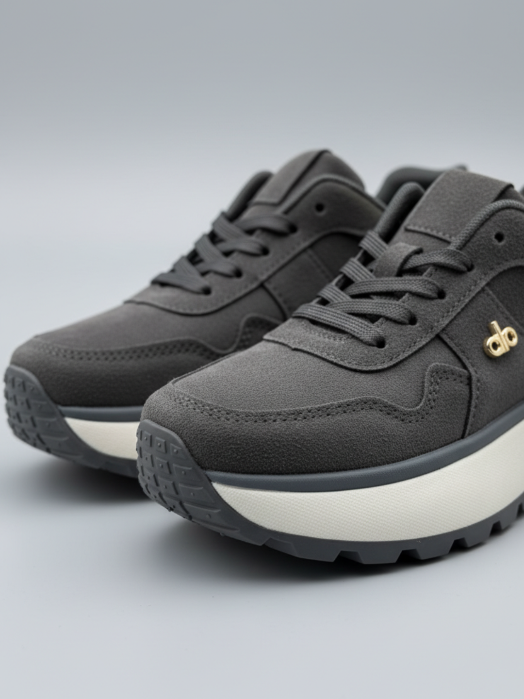 Кроссовки pg Logo Замша Chunky – Чёрные / Серые Street Dad Style Платформа