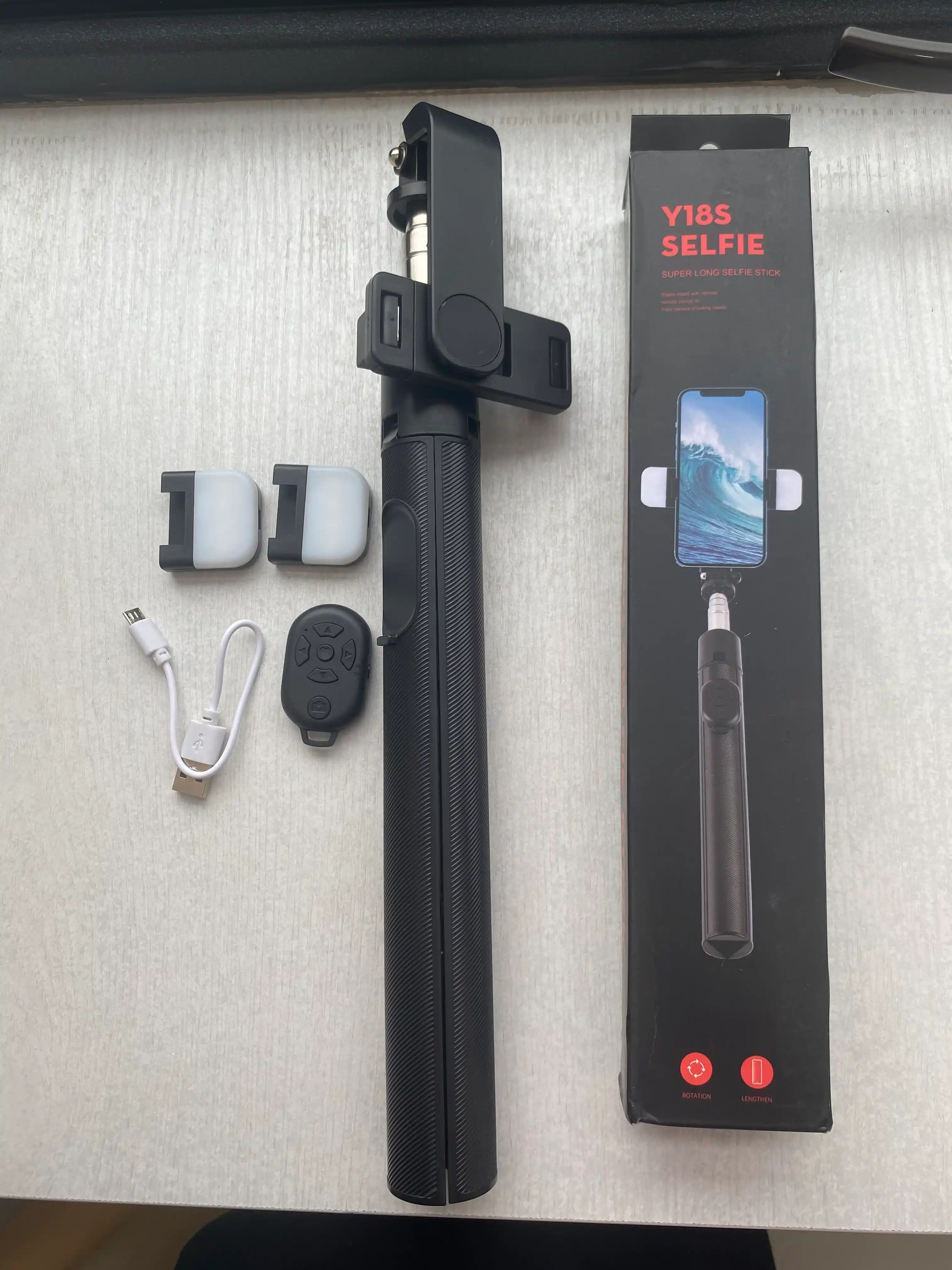 Штатив для телефона, 170 см, 4 в 1, 2 LED фонаря и Bluetooth: монопод, селфи-палка