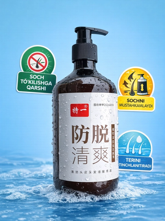 BIOMECH Soch to'kilishiga qarshi samarali o'simliklar ekstraktili shampun, 500 ml