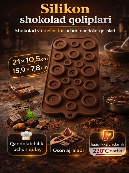 Silikon shokolad qoliplari universal | Shirinlik va qandolat uchun - 