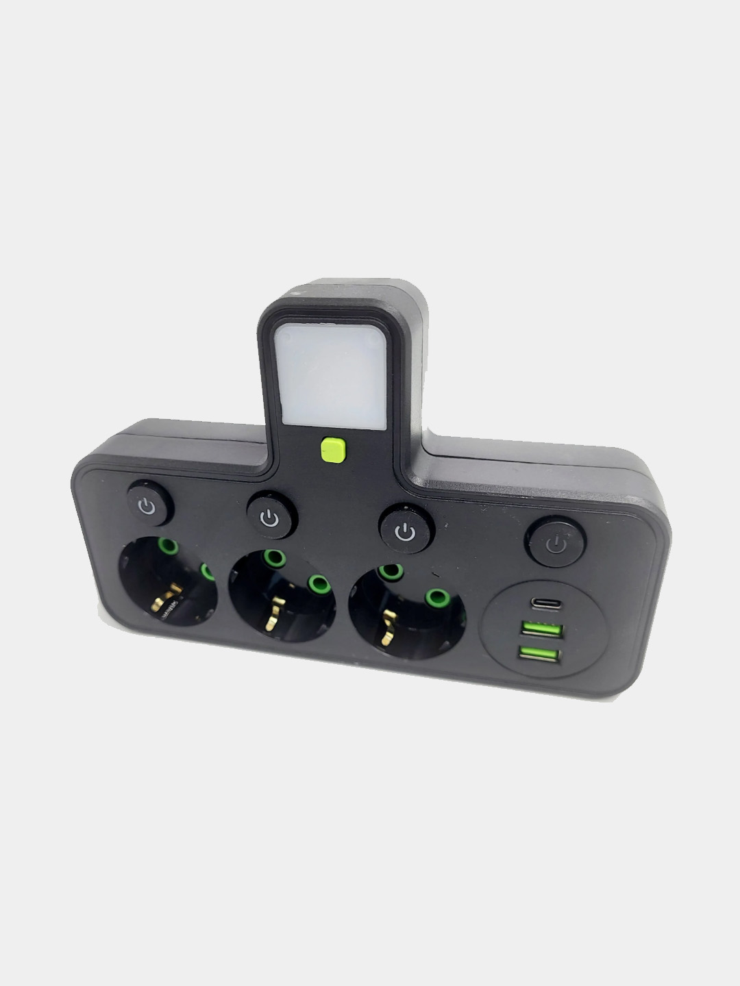 Сетевой фильтр тройник без провода с зарядкой ночником  2USB+TYPE-C цвет МИКС 