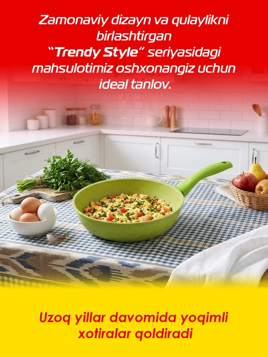 Tova Kukmara Trendy Style tutqich bilan, yopishmaydigan qoplama, laym