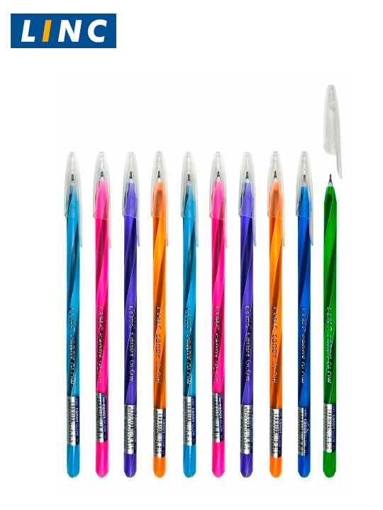 Ручка шариковая Ассорти Candy Glow 0,7мм (асс-сн) Linc, 7008L-bl - 