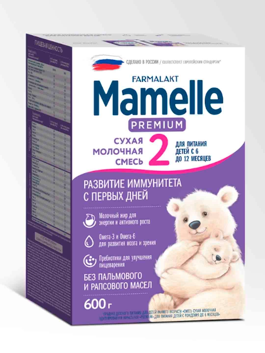 Сухая молочная смесь Mamelle PREMIUM 2 600гр (6-12мес) - 