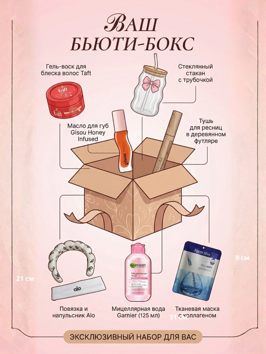 Ayollar uchun kosmetik sovg‘a to‘plami (Beauty Box), bayram sovg'asi, kompleks parvarish