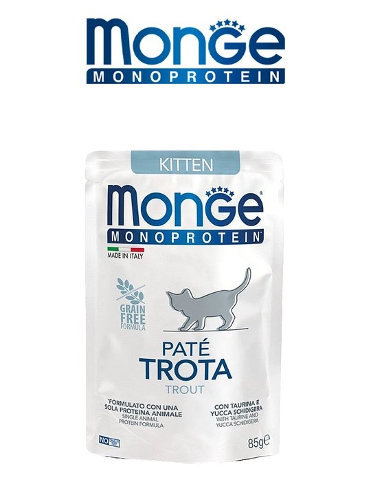 Monge монопротеиновый пауч для котят с мясом форели, 85 гр, по 4 штуки