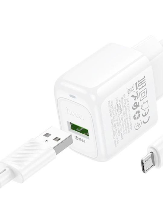 HOCO CS52A QC3.0 18w va 20W tezkor zaryadlovchi adapter + Micro-USB kabel