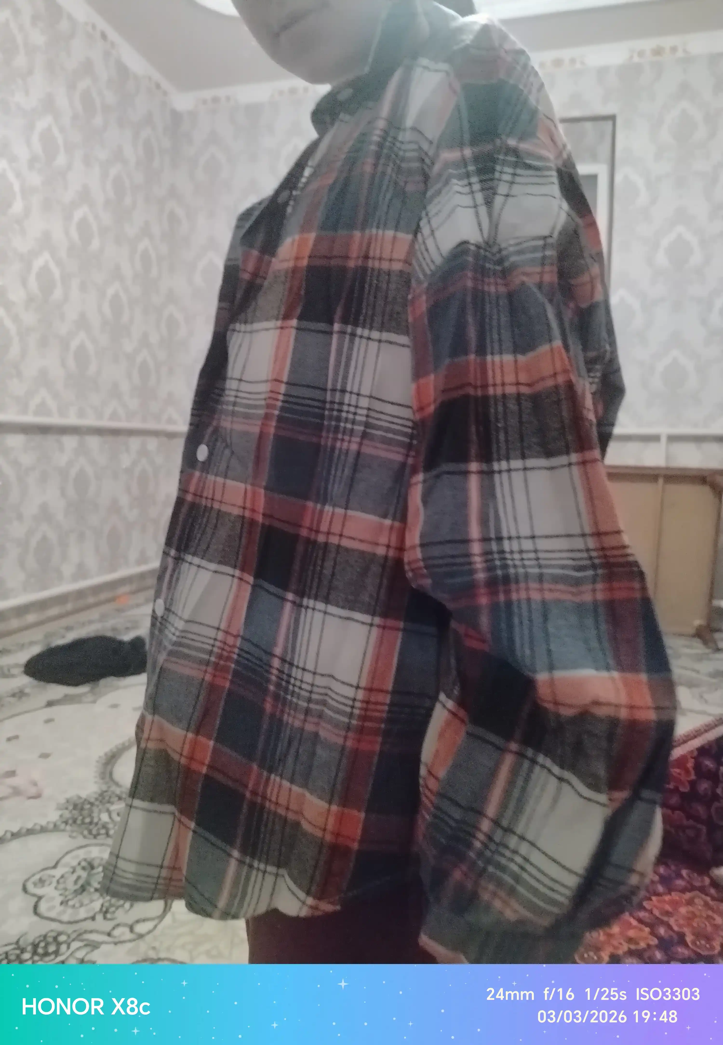 Uslubiy va kundalik koylak katakli oversayz ayollar ko'ylagi
