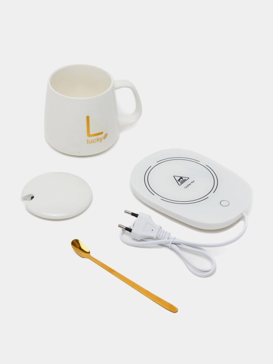 "Luckycup"Isitgichli sopol krujka, qopqoq va qoshiq, sovga toplami, hajmi 380 ml