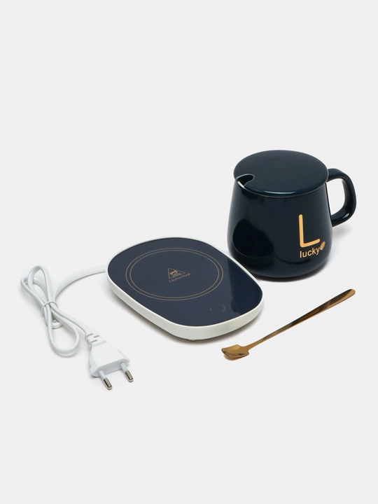 "Luckycup"Isitgichli sopol krujka, qopqoq va qoshiq, sovga toplami, hajmi 380 ml