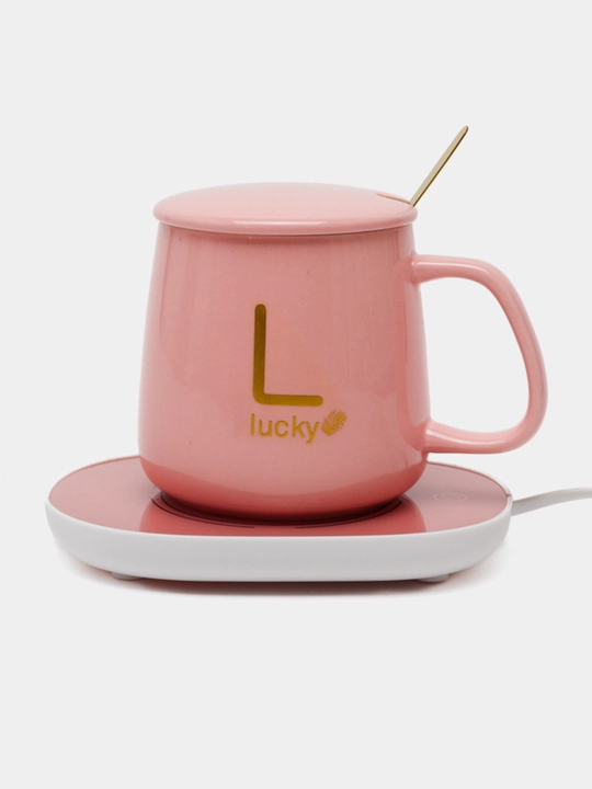 "Luckycup"Isitgichli sopol krujka, qopqoq va qoshiq, sovga toplami, hajmi 380 ml