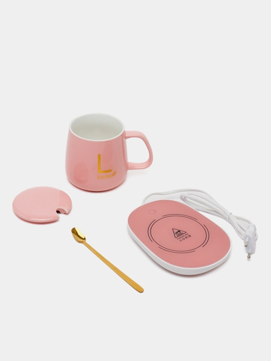 "Luckycup"Isitgichli sopol krujka, qopqoq va qoshiq, sovga toplami, hajmi 380 ml