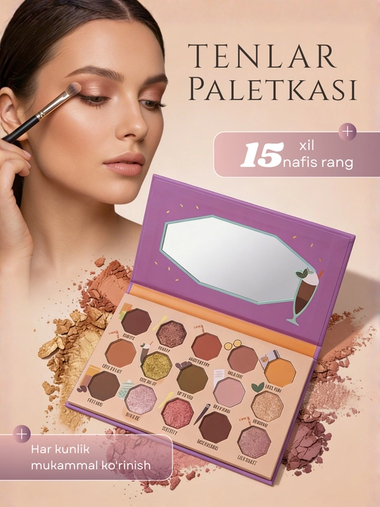 Paletka tenlari ko'z qovoqlari uchun Colorful Rainbow, 15 ta rang - 