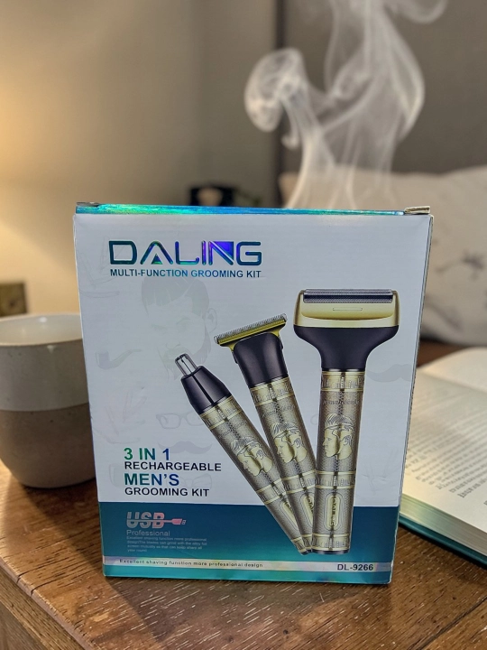 Soqol va mo‘ylov uchun trimmer, elektr ustara,DALING DL-92660, 3 tasi 1da
