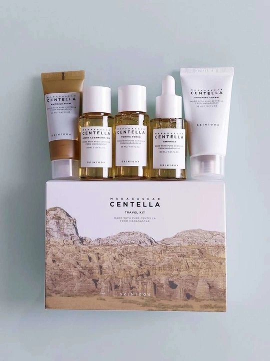 SKIN1004 Madagascar Centella Poremizing, Tea-Trica, Travel Kit, Double, Even Tone to'plami
