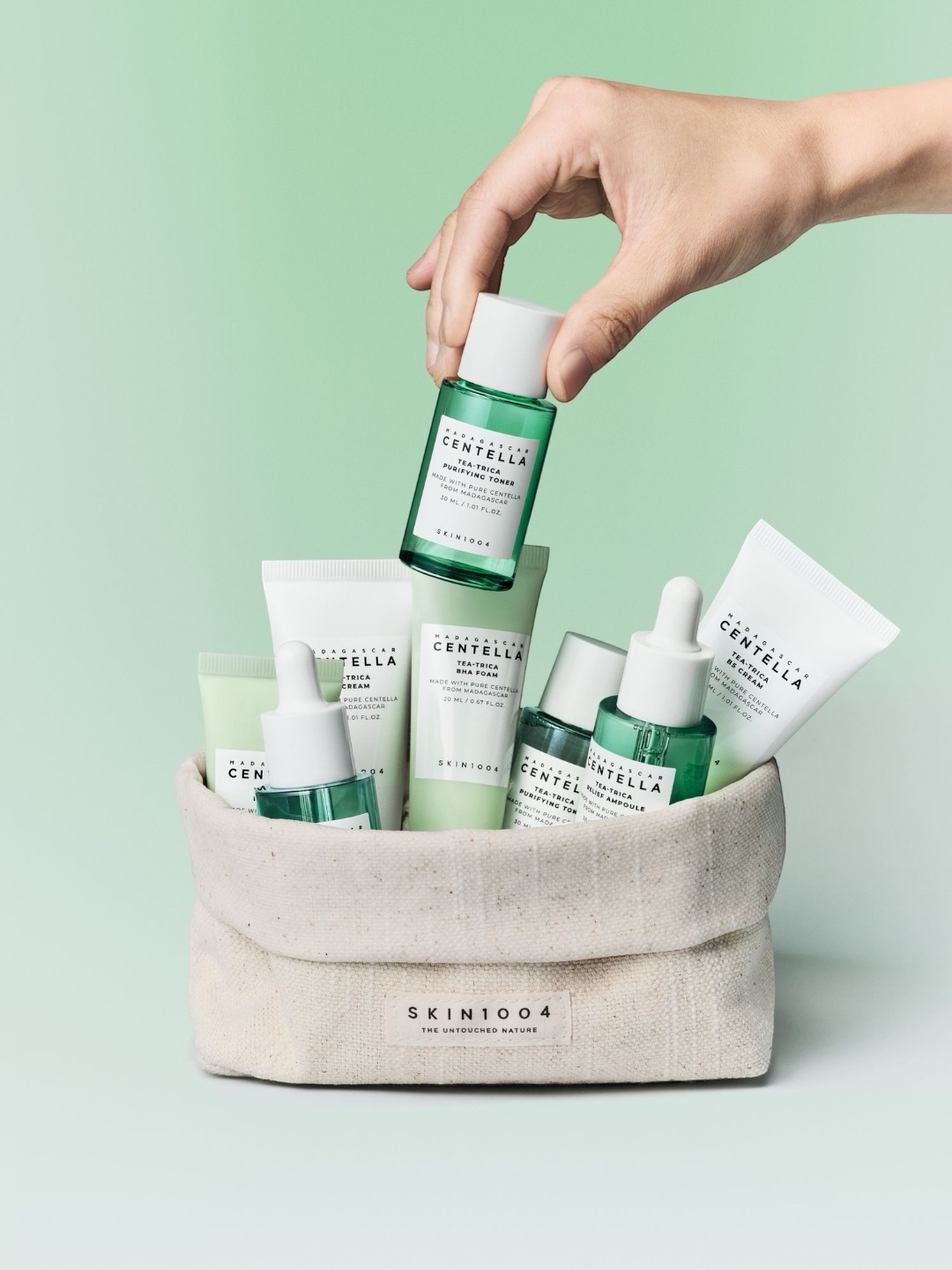 SKIN1004 Madagascar Centella Poremizing, Tea-Trica, Travel Kit, Double, Even Tone to'plami - 