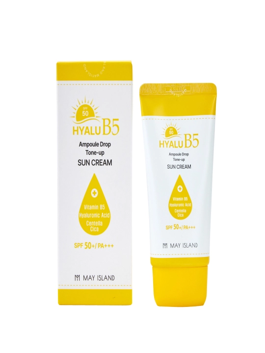 HYALU B5 Ampoule Drop Tone Up Sun Cream, 70 мл — защита от солнца, увлажнение и сияние