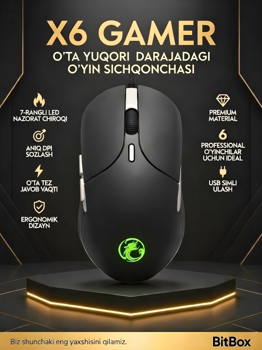 Игровая мышь с эргономичным дизайном, RGB-подсветка, высокая скорость и точность - 