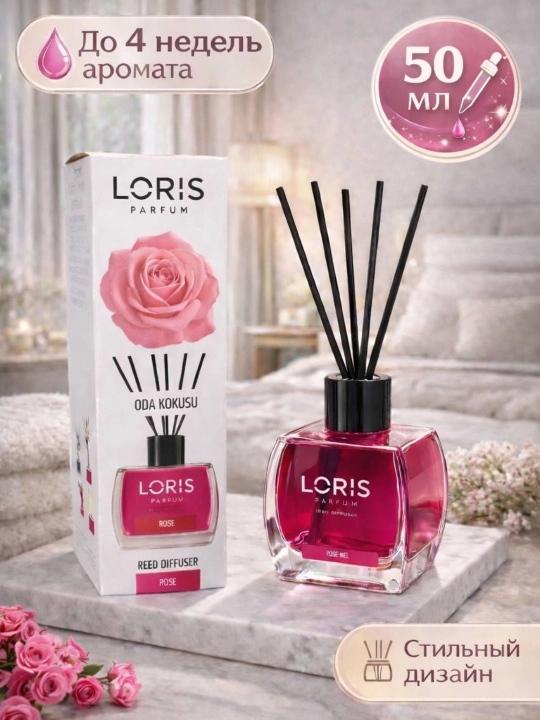 Uy uchun Loris Parfum Rose atirgul hid tarqatgichi, 50 ml