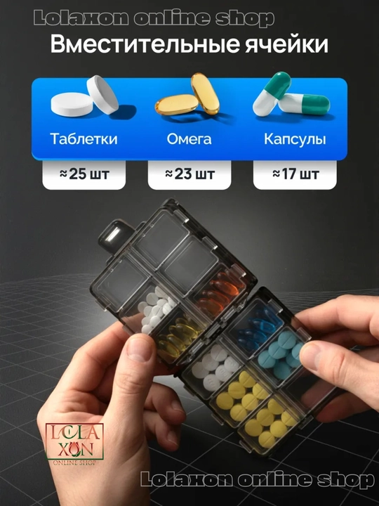 Таблетница, контейнер для лекарств и витаминов, органайзер для таблеток